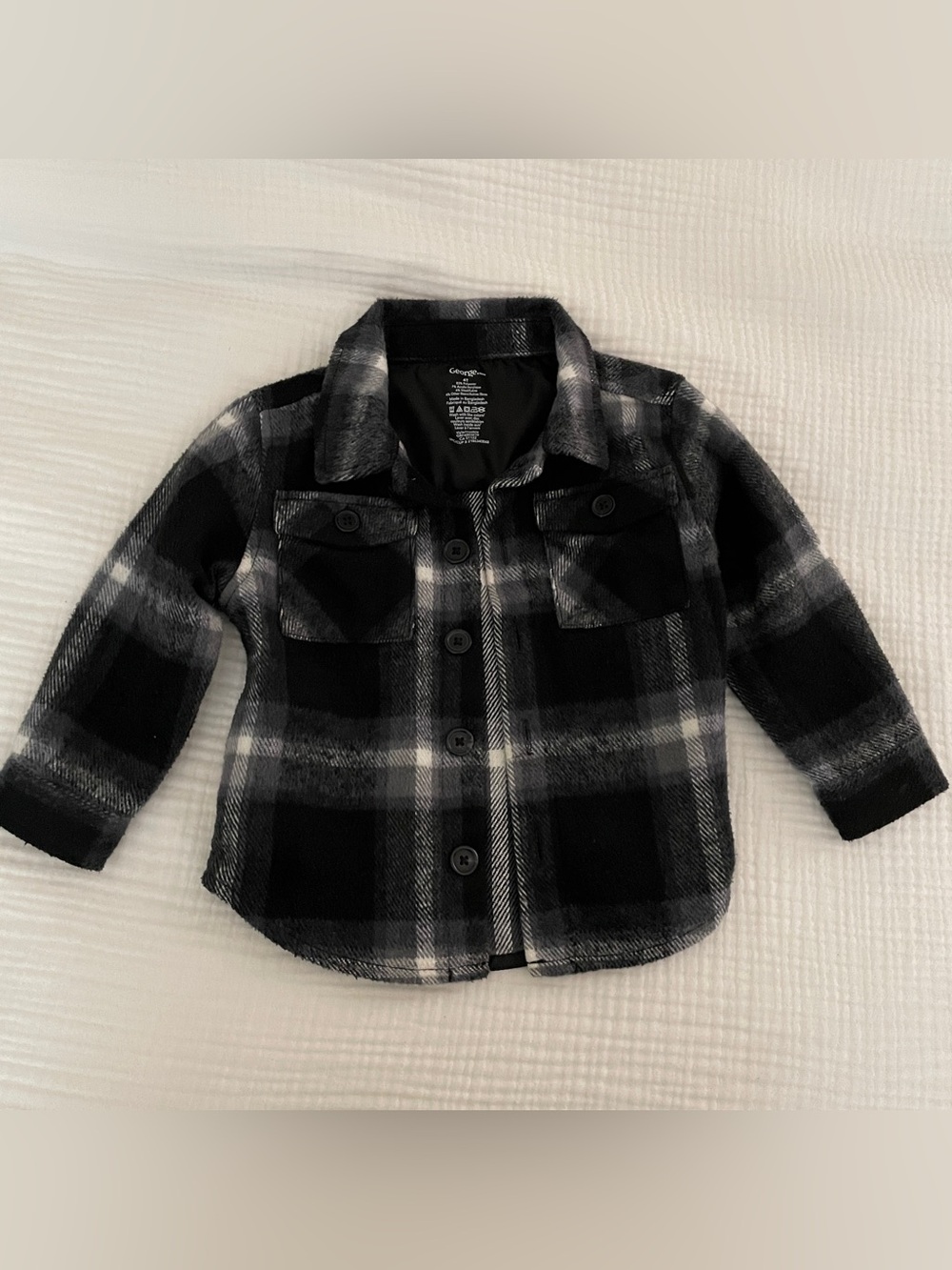 George 4T Black & Gray Plaid Toddler Button-Up Shirt Jacket